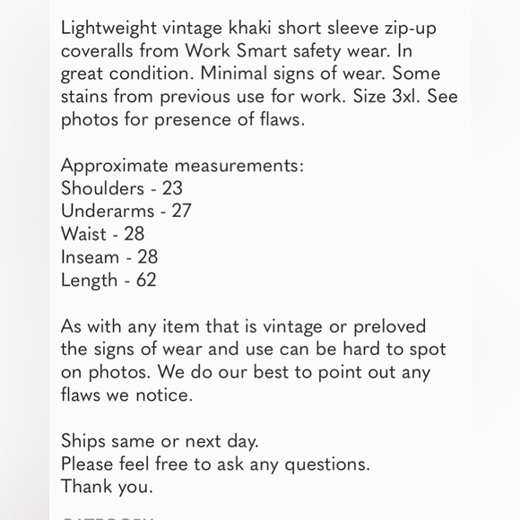 Vintage lightweight khaki coveralls size 3x - Picture 12 of 12